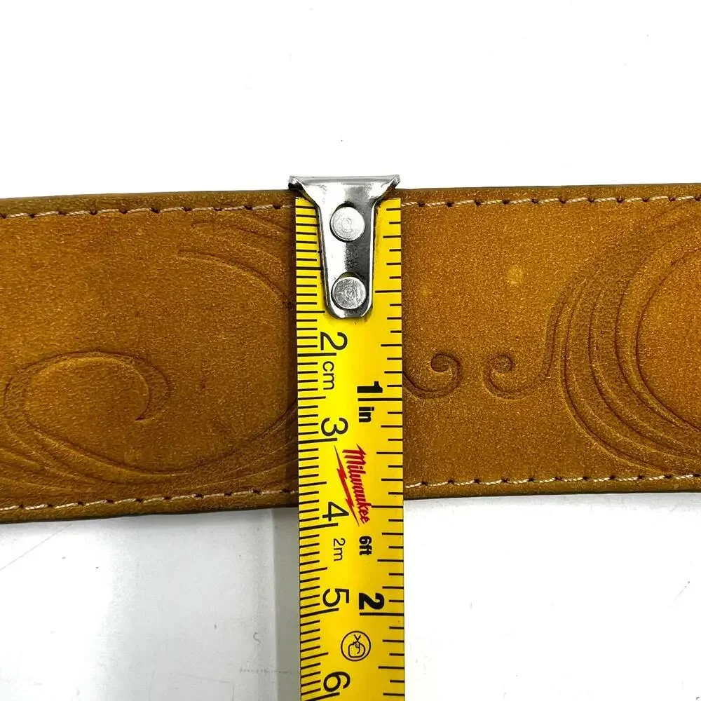 Timberland Embossed Nubuck Leather Belt Tan 32 Waist Cowboy